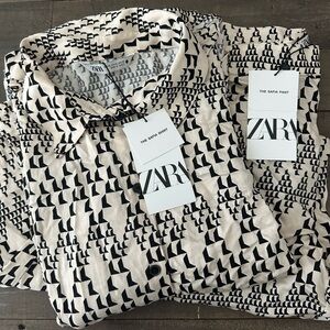 Zara Black and White Patterned Pants